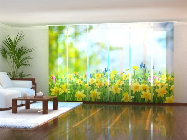 Set di 6 Tende a Pannello Giunchiglie Gialle