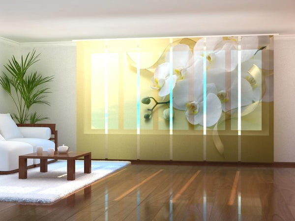 Set di 6 Tende a Pannello Orchidee su Oro