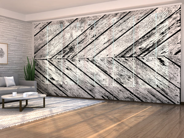 Set di 8 Tende a Pannello Legno Invecchiato Grigio