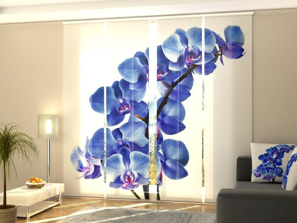Set di 4 Tende a Pannello Orchidea Blu