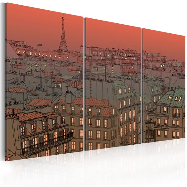Quadro su tela - Torre Eiffel sullo sfondo del sole che tramonta