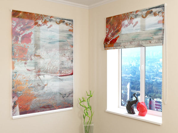 Tende a Pacchetto Tela Moderna Grigia e Arancione