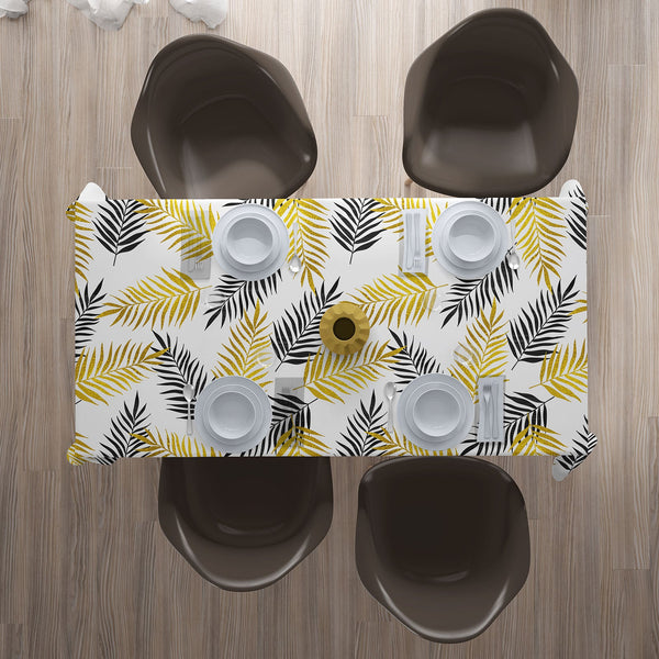 Tovaglia Foglie di Palma Dorate e Nere