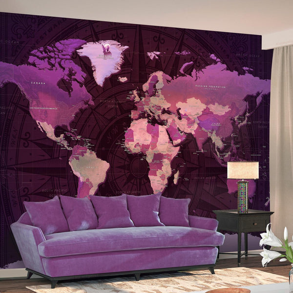 Carta da parati mappamondo - Purple World Map
