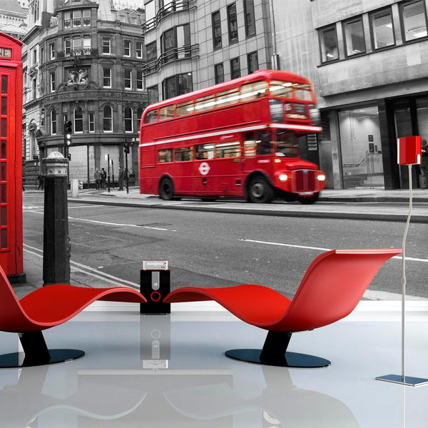 Carta da parati - Cabina telefonica e autobus a due piani: Londra