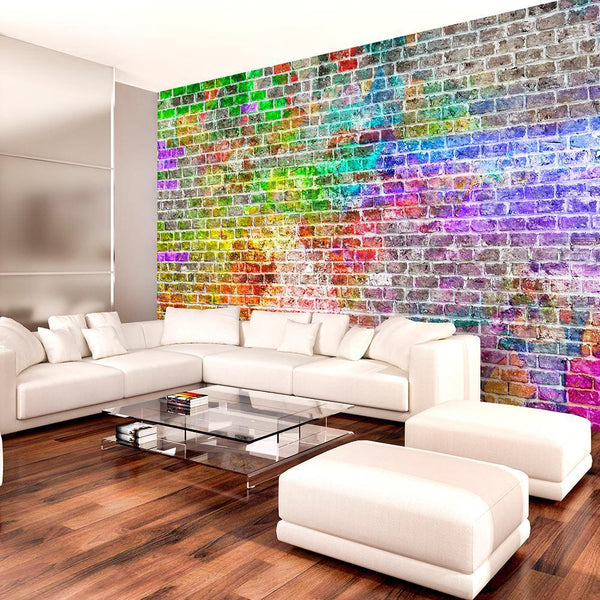Carta da parati effetto mattoni - Rainbow Wall