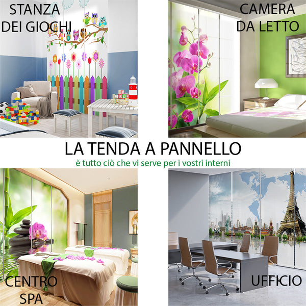 Set di 4 Tende a Pannello Bradipi Carini ad Acquerello