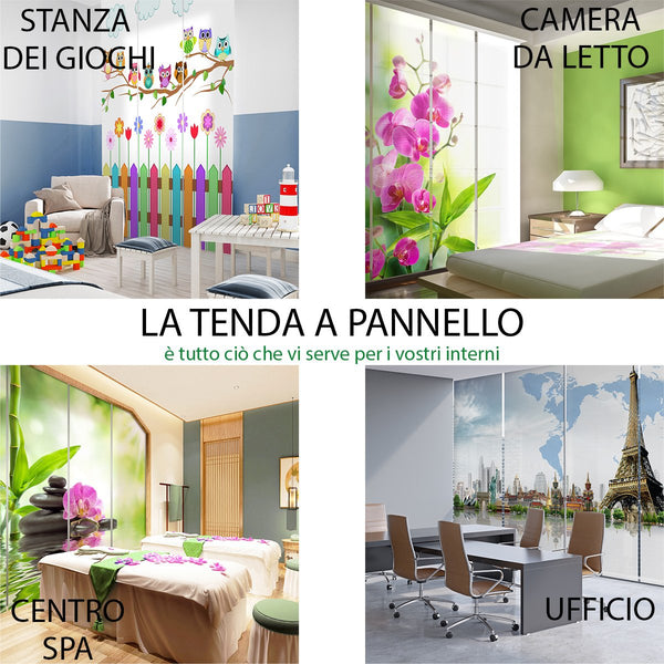 Set di 6 Tende a Pannello Piccoli Uccelli su un Albero in Fiore