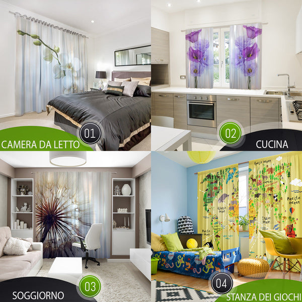 Foto Tende con Stampa Decorazioni Natalizie Rosse