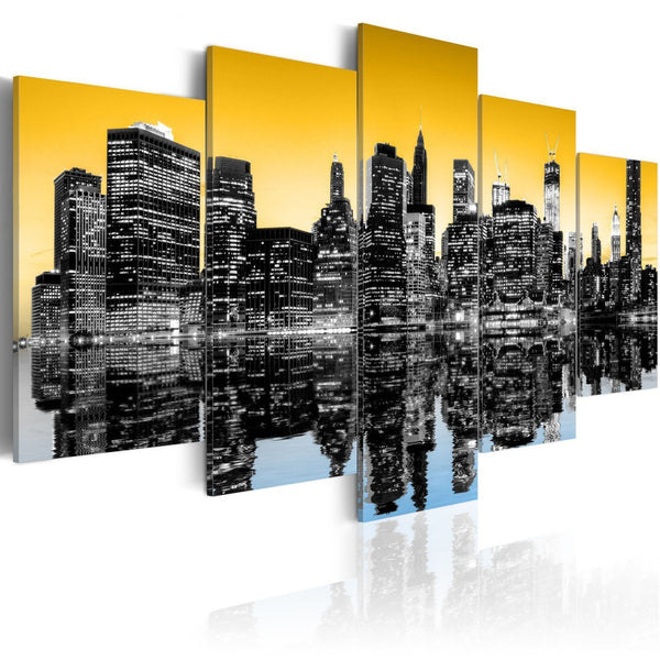 Quadro su tela - NYC rilessione di specchio: 5 pezzi