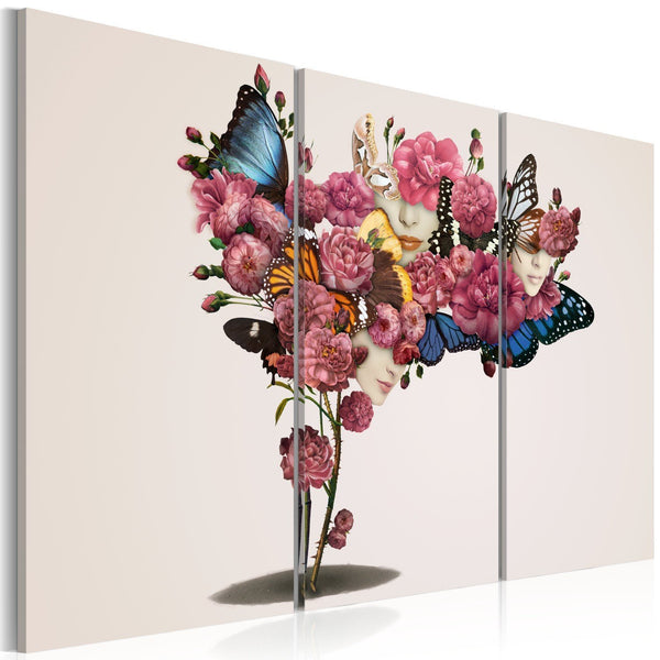 Quadro su tela - Farfalle, fiori e carnevale