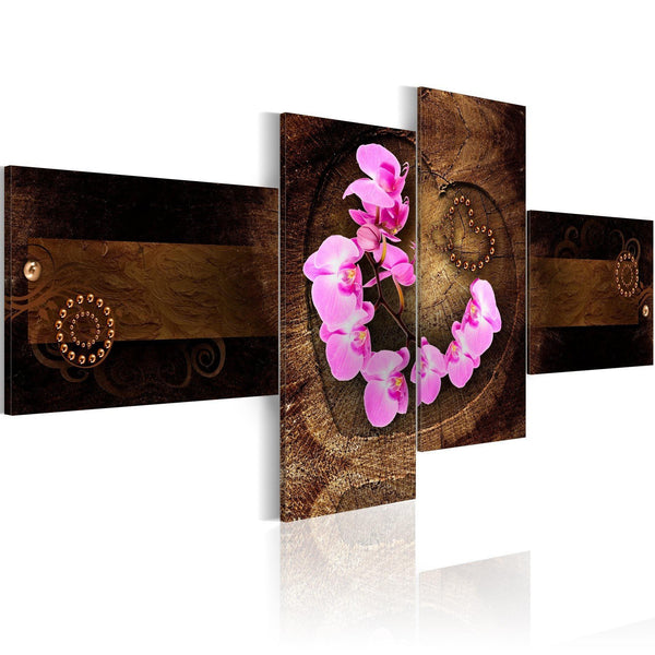 Quadro su tela - Orchidea e legno