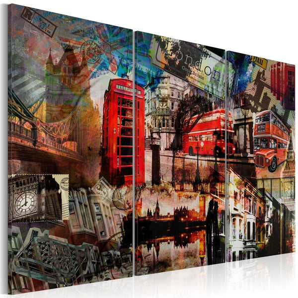 Quadro su tela - Collage londinese: trittico