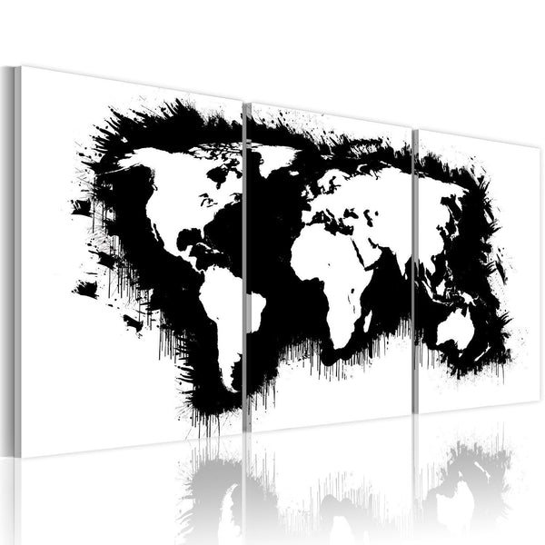 Quadro mappamondo - Mappa del mondo in bianco e nero