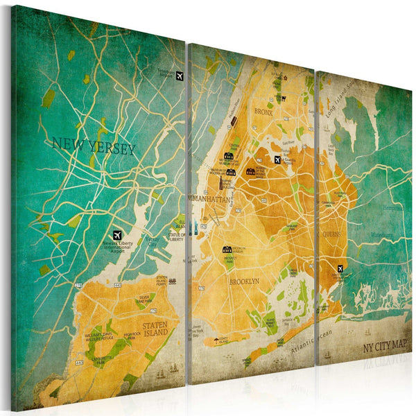 Quadro su tela - Mappa di New York : distretti