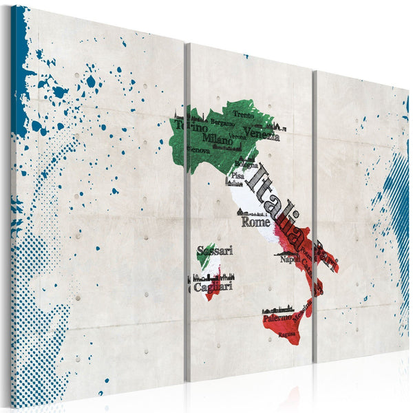 Quadro mappamondo - Mappa d'Italia: trittico