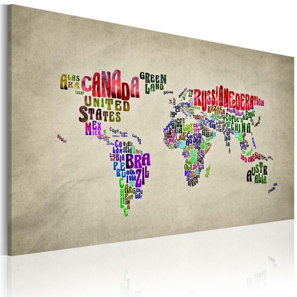 Quadro mappamondo - Mappa del mondo: nomi inglesi dei paesi