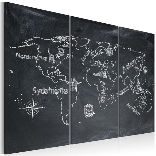 Quadro mappamondo - Lezione di geografia (lingua svedese): trittico