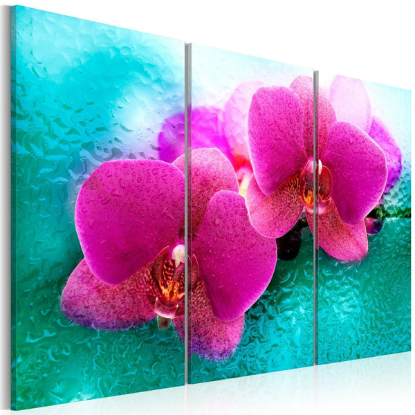 Quadro su tela - Turchese e orchidea