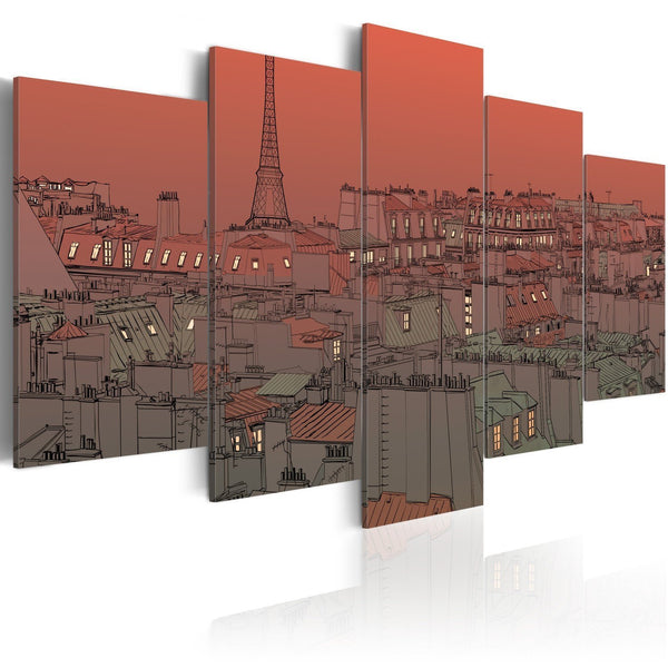 Quadro su tela - Tramonto con la Torre Eiffel sullo sfondo