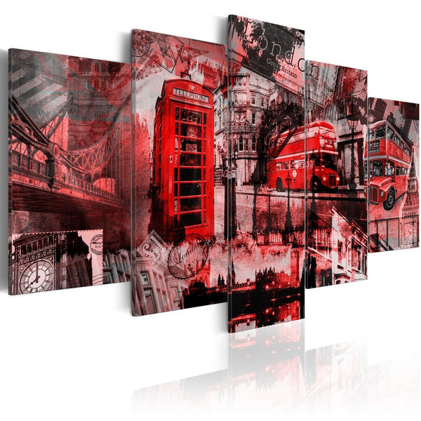 Quadro su tela - Collage londinese: 5 pezzi