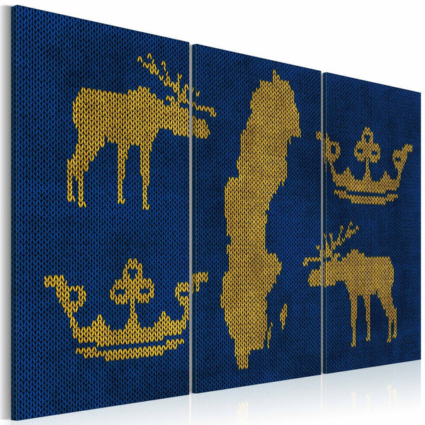 Quadro mappamondo - Il Regno di Svezia: trittico