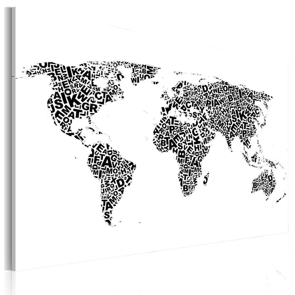 Quadro mappamondo - Mappa del mondo: alfabeto