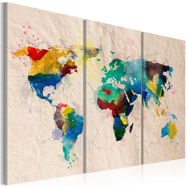 Quadro mappamondo - Il mondo dei colori - trittico