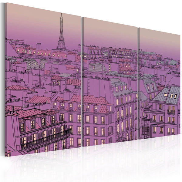 Quadro su tela - Vista sulla Torre Eiffel di color lilla