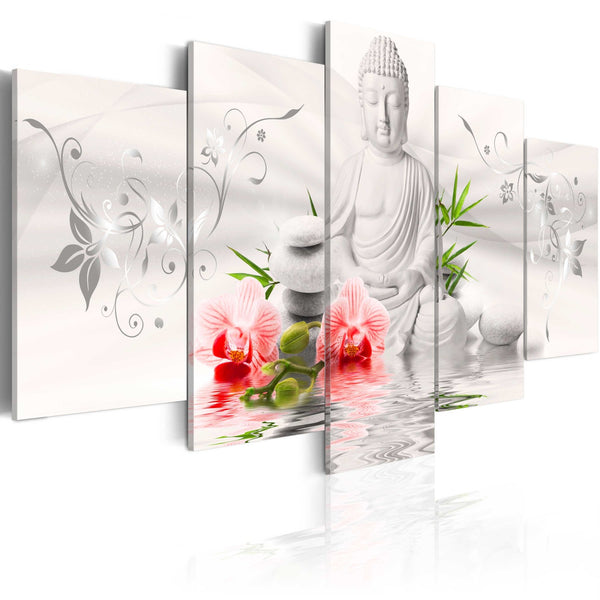 Quadro - Buddha bianco e orchidea