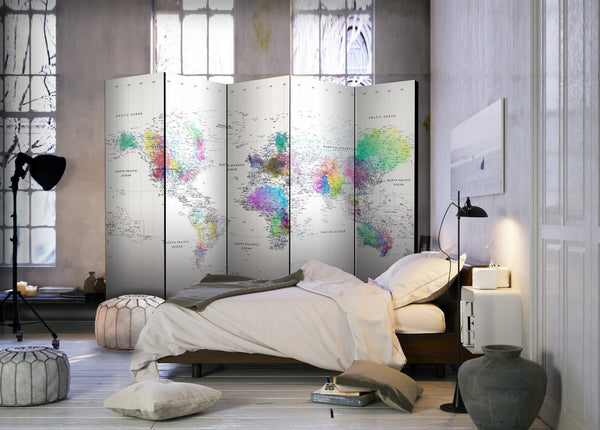 Separè per interni - Room divider – White-colorful world map