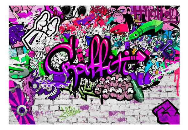 Carta da parati graffiti street art -  Purple Graffiti