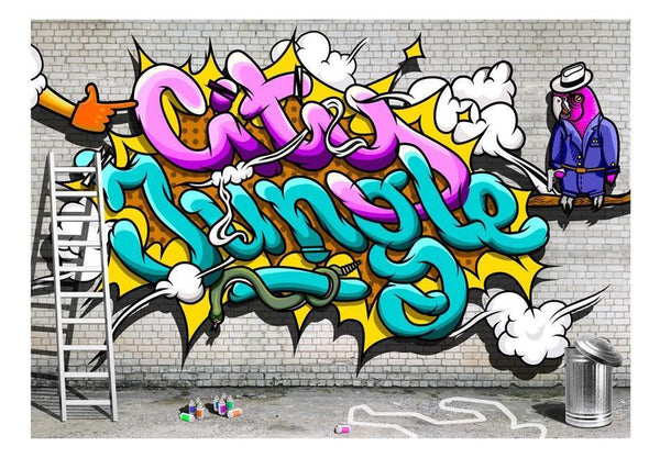 Carta da parati graffiti street art - Papagallo rosa
