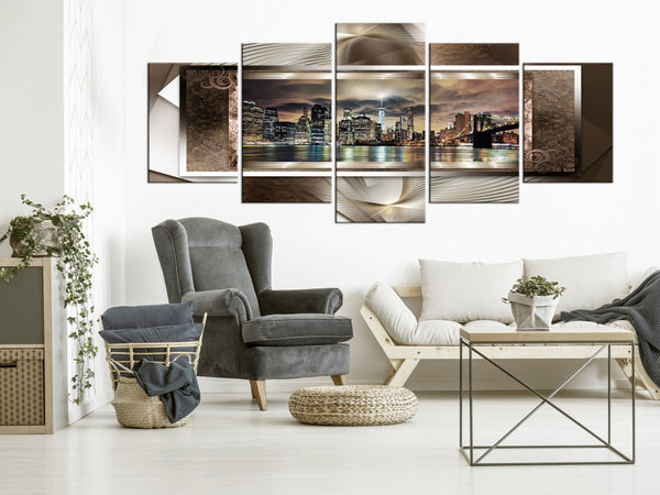 Quadro - Power of Manhattan (5 Parts) Wide Brown