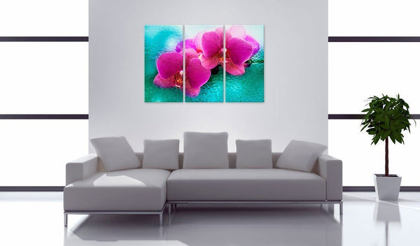 Quadro su tela - Turchese e orchidea