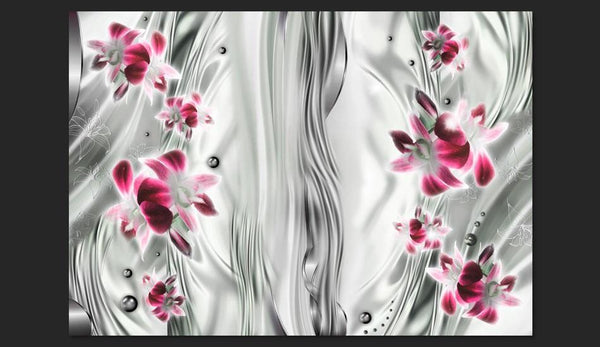 Carta da parati - Orchidee rosa in platino