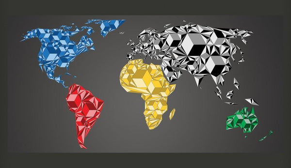 Carta da parati XXL - Map of the World - colorful solids