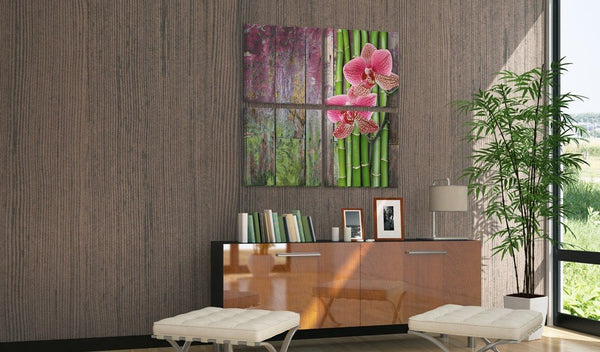 Quadro su tela - Bambù e orchidea