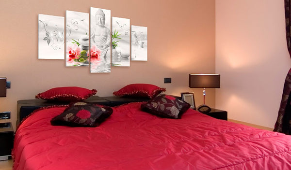 Quadro - Buddha bianco e orchidea
