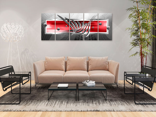 Quadro - Silver Wings (5 Parts) Narrow Red
