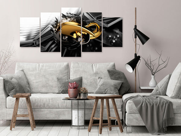 Quadro - Metal Construction (5 Parts) Wide Golden