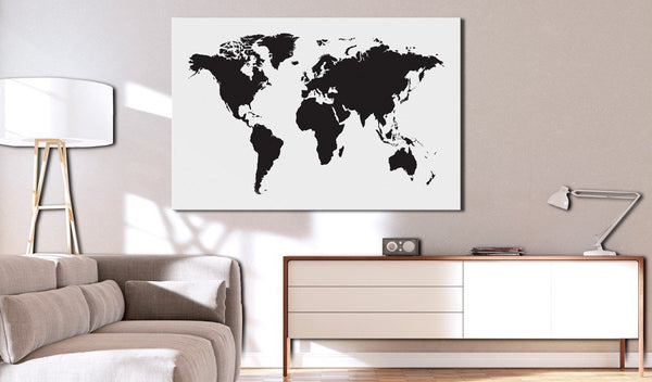 Bacheca in sughero - World Map: Black & White Elegance [Cork Map]