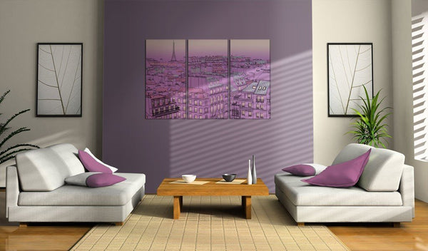 Quadro su tela - Vista sulla Torre Eiffel di color lilla