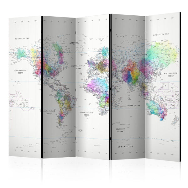 Separè per interni - Room divider – White-colorful world map