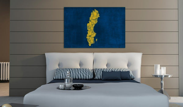 Quadro mappamondo - Cartina di Svezia dipinta