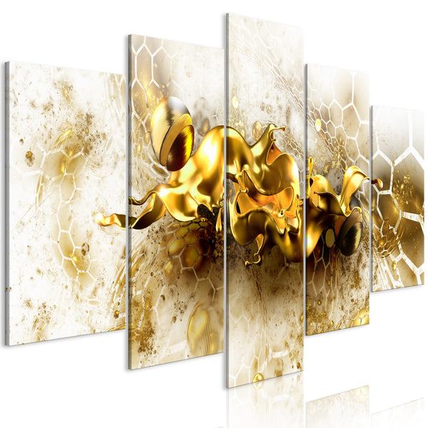 Quadro - Liquid Gold (5 Parts) Wide Golden