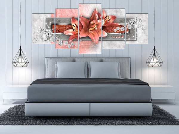 Quadro - Red Lilies (5 Parts) Wide