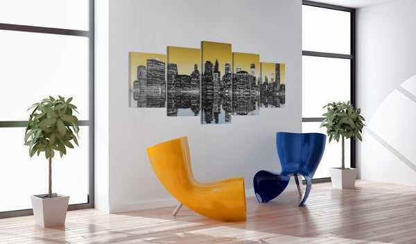 Quadro su tela - NYC rilessione di specchio: 5 pezzi