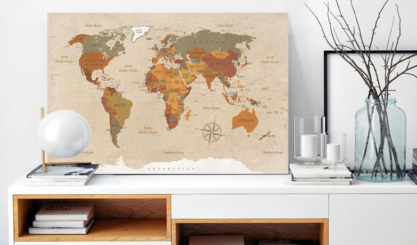 Quadro - World Map: Beige Chic