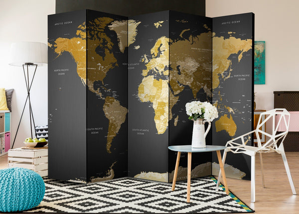 Separè per interni - Room divider - World map on dark background